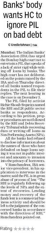 banks wants HC to ignore PIL