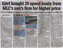 Govt bought 29 speed boats from MLC's son's firm for higher price
